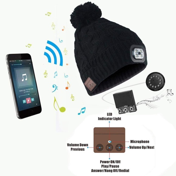 ? LED MIC BEANIE HAT MUSIC HEADPHONES CAP WIRELESS NIGHT HEAD LIGHT WARM SKI main image 6